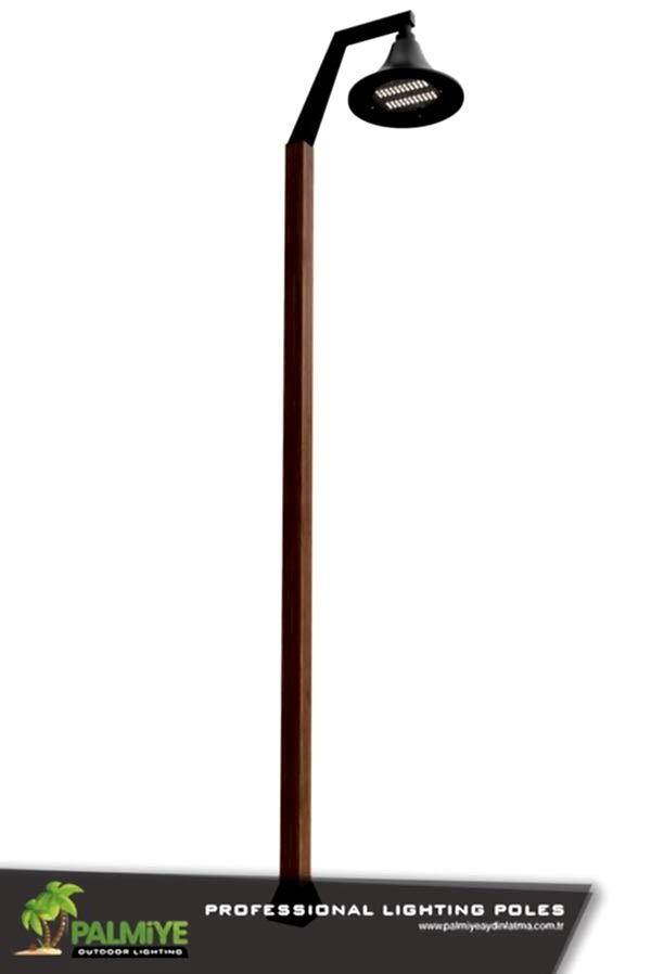 ahşap görünümlü aydınlatma direkleri wood-garden