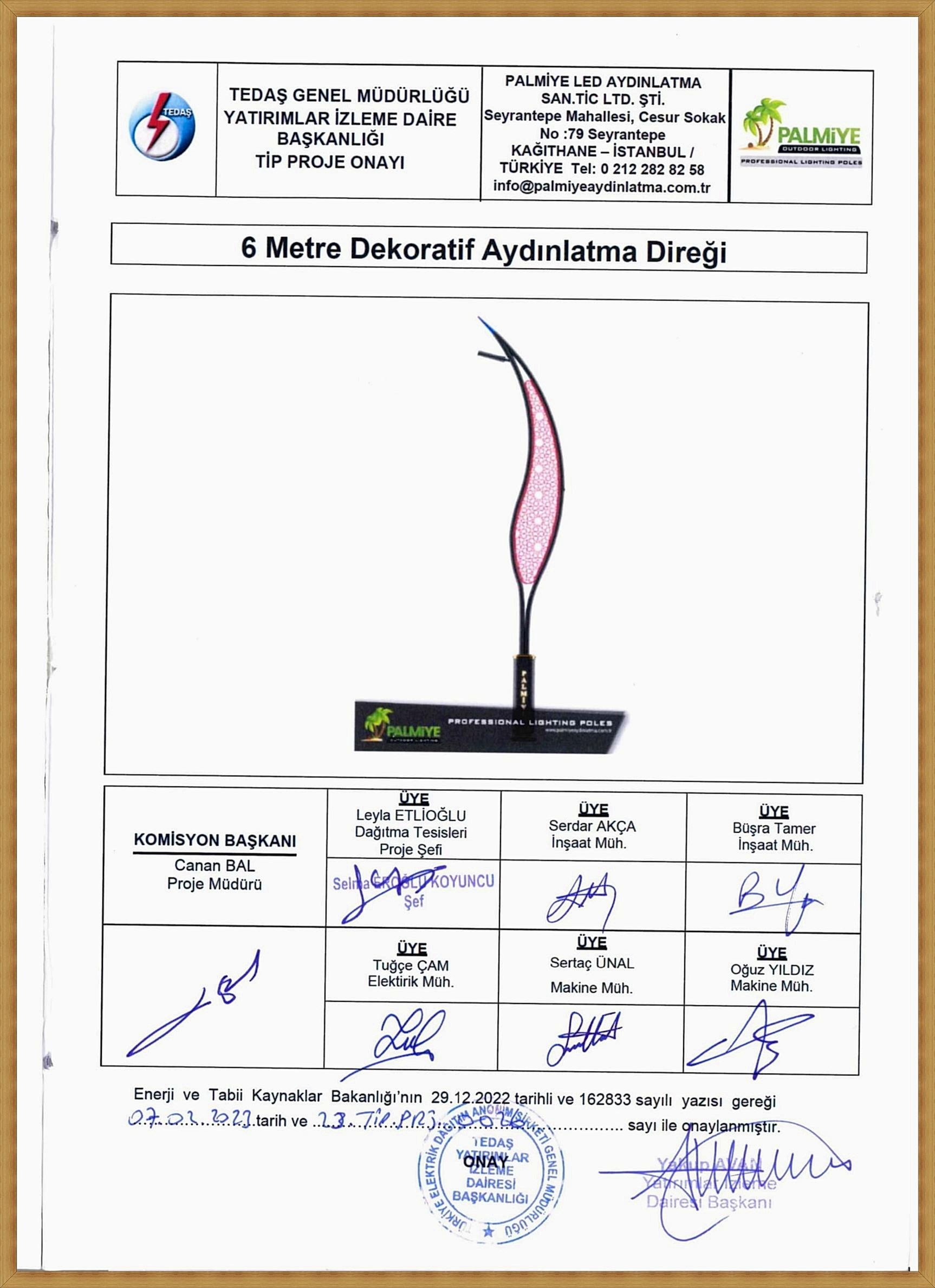 6 metre tedaş onaylı aydınlatma direği